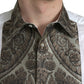 Dolce & Gabbana White Floral Brocade GOLD Dress Shirt