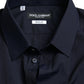 Dolce & Gabbana Navy Blue Slim Fit Formal GOLD Dress Shirt