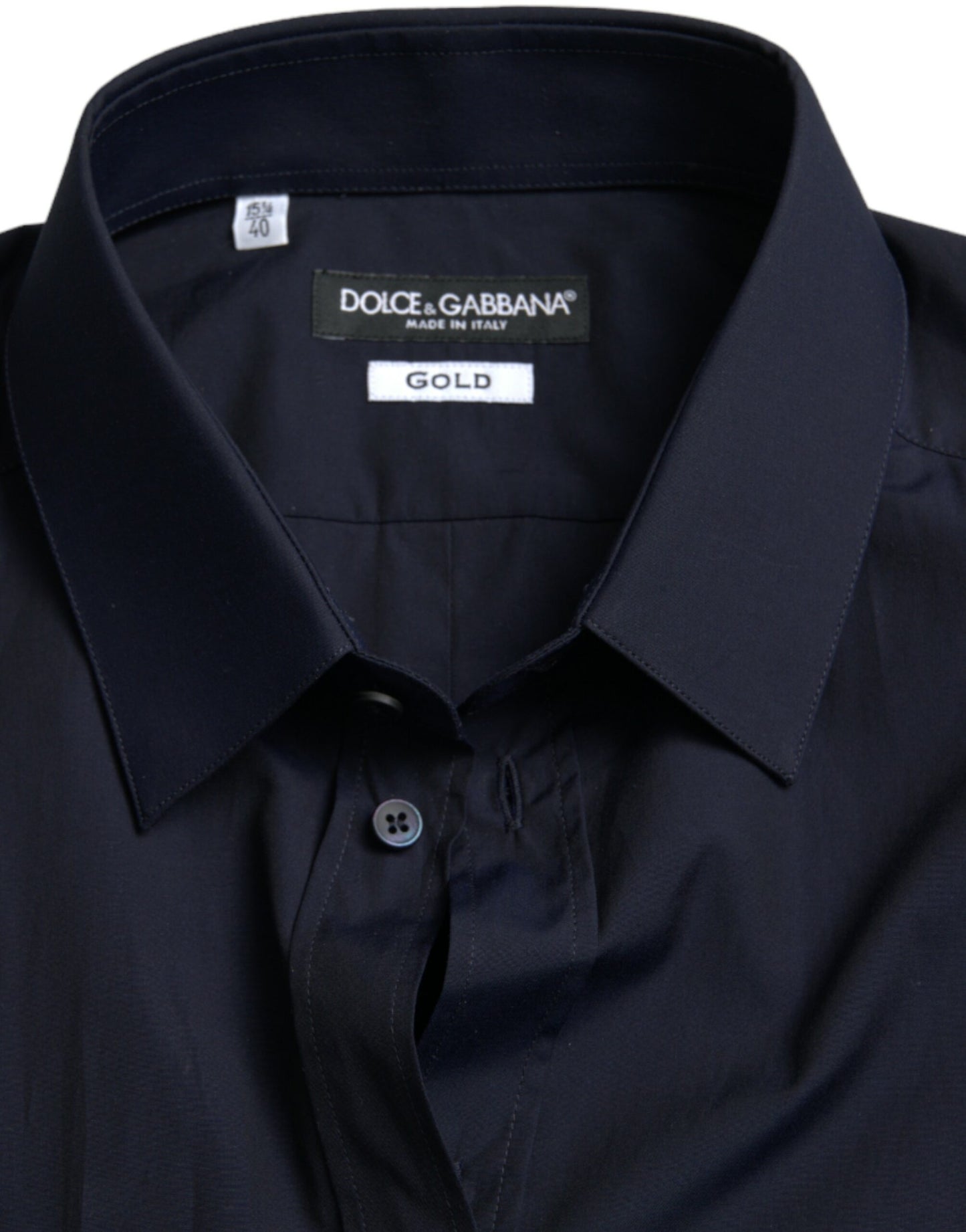 Dolce & Gabbana Navy Blue Slim Fit Formal GOLD Dress Shirt