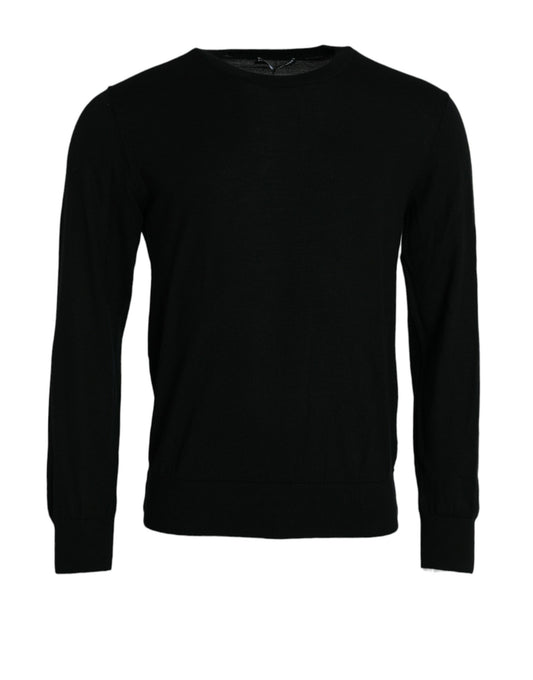 Dolce & Gabbana Black Cashmere Crew Neck Pullover Sweater