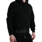 Dolce & Gabbana Black Cotton Hooded Logo Pullover Sweater