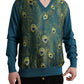 Dolce & Gabbana Green Peacock Feather Pullover Sweater