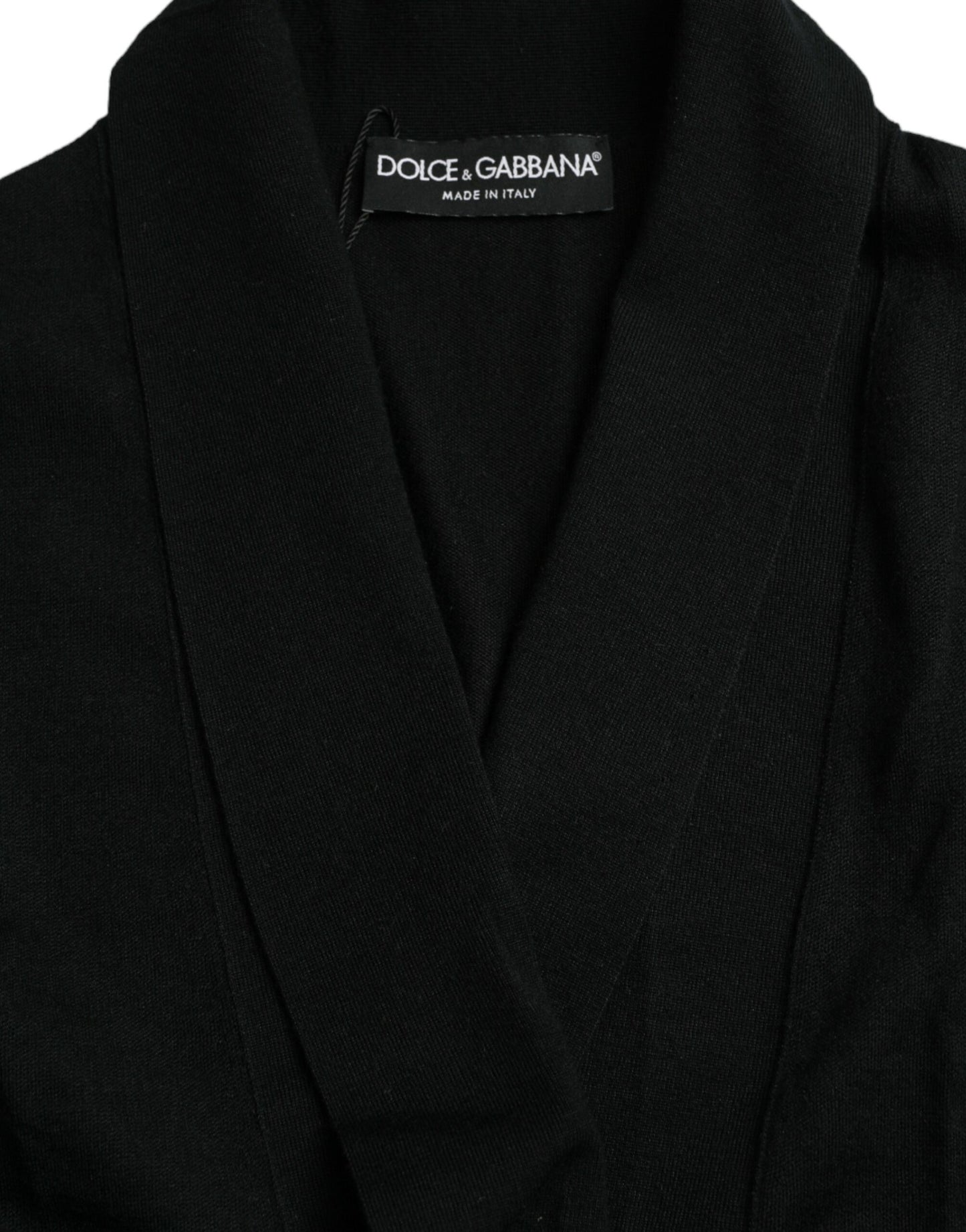 Dolce & Gabbana Elegant Black Cashmere Robe with Waist Belt