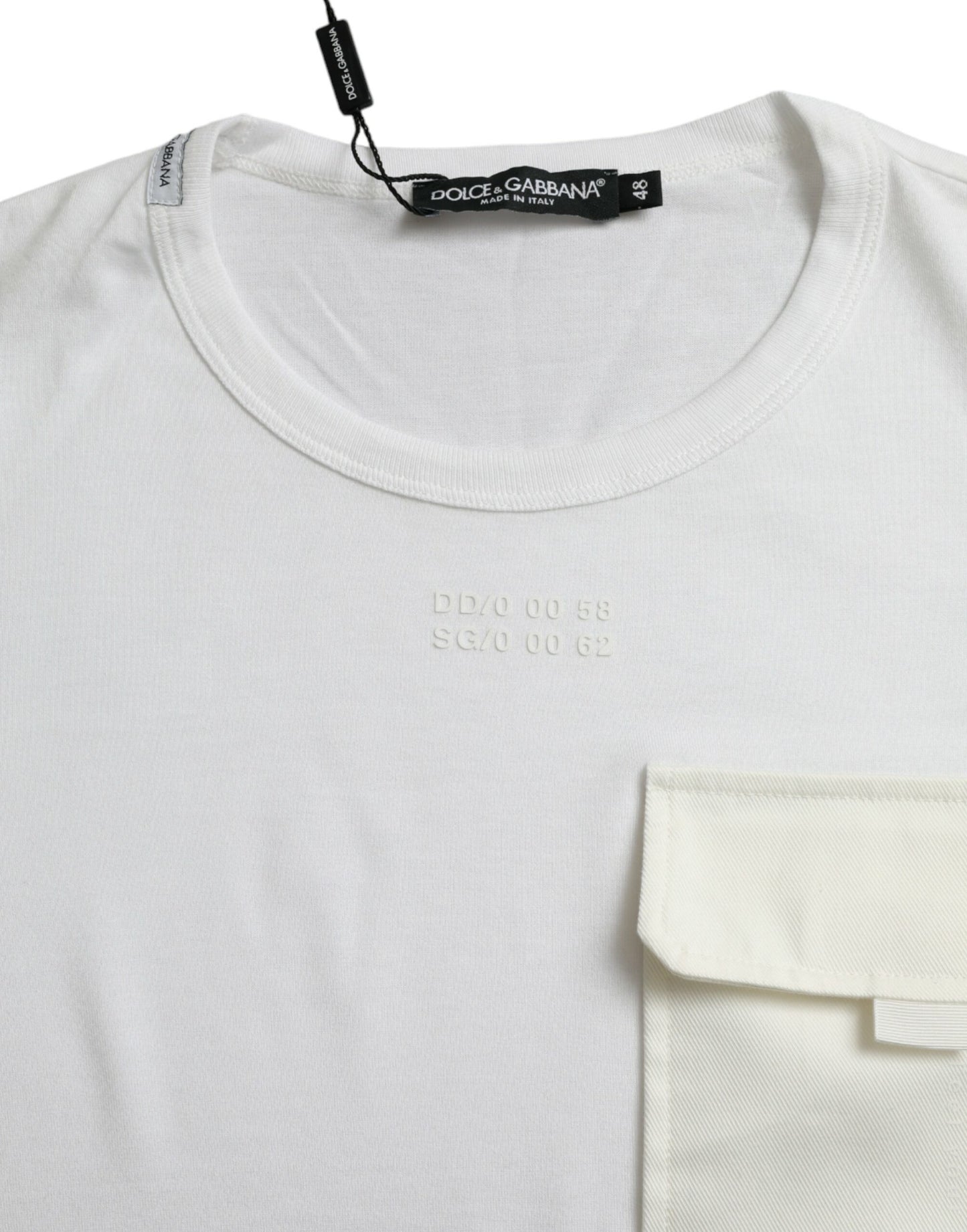 Dolce & Gabbana White Cotton Pocket Short Sleeves T-shirt