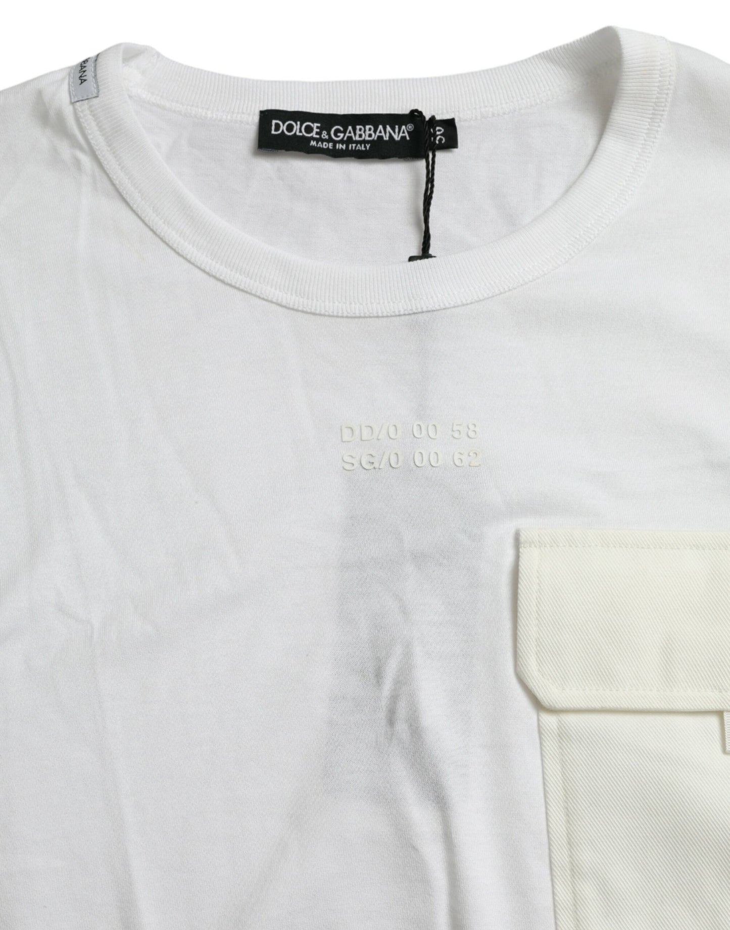 Dolce & Gabbana White Cotton Pocket Short Sleeves T-shirt