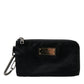 Dolce & Gabbana Black Nylon Logo Plaque Keyring Pouch Clutch Bags