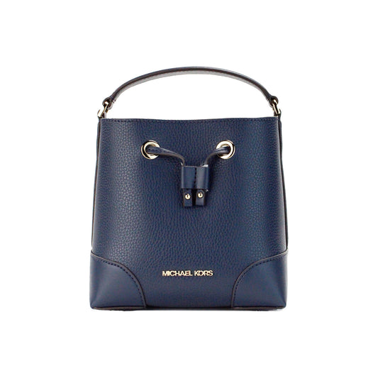 Michael Kors Mercer Small Navy Pebbled Leather Bucket Bag Purse