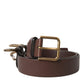 Dolce & Gabbana Brown Calf Leather Gold Metal Buckle Belt