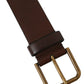 Dolce & Gabbana Brown Calf Leather Gold Metal Buckle Belt