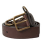 Dolce & Gabbana Brown Calf Leather Gold Metal Buckle Belt