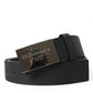 Dolce & Gabbana Black Leather Silver Metal Buckle Men Belt