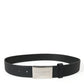 Dolce & Gabbana Black Leather Silver Metal Buckle Men Belt