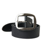 Dolce & Gabbana Black Calf Leather Silver Metal Buckle Belt