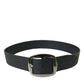 Dolce & Gabbana Black Calf Leather Silver Metal Buckle Belt