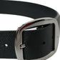 Dolce & Gabbana Black Calf Leather Silver Metal Buckle Belt