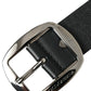 Dolce & Gabbana Black Calf Leather Silver Metal Buckle Belt