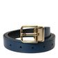 Dolce & Gabbana Blue Calf Leather Gold Metal Buckle Belt