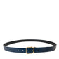 Dolce & Gabbana Blue Calf Leather Gold Metal Buckle Belt