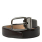 Dolce & Gabbana Dark Brown Leather Silver Metal Buckle Belt