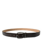 Dolce & Gabbana Dark Brown Leather Silver Metal Buckle Belt