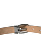 Dolce & Gabbana Dark Brown Leather Silver Metal Buckle Belt