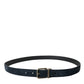 Dolce & Gabbana Blue Suede Leather Gold Metal Buckle Belt