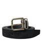 Dolce & Gabbana Black Goat Leather Antique Metal Buckle Belt