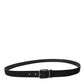 Dolce & Gabbana Black Goat Leather Antique Metal Buckle Belt