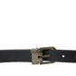 Dolce & Gabbana Black Goat Leather Antique Metal Buckle Belt