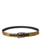 Dolce & Gabbana Gold Leather Jacquard Silver Metal Buckle Belt