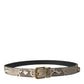 Dolce & Gabbana Brown Python Leather Gold Metal Buckle Belt