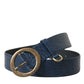 Dolce & Gabbana Blue Leather Gold Oval Buckle Wide Belt