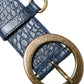 Dolce & Gabbana Blue Leather Gold Oval Buckle Wide Belt