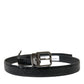 Dolce & Gabbana Black Leather Silver Metal Buckle Belt