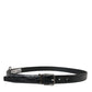 Dolce & Gabbana Black Leather Silver Metal Buckle Belt