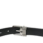 Dolce & Gabbana Black Leather Silver Metal Buckle Belt