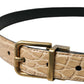 Dolce & Gabbana Beige Exotic Leather Gold Metal Buckle Belt