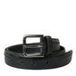 Dolce & Gabbana Black Exotic Leather Silver Metal Buckle Belt