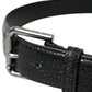 Dolce & Gabbana Black Exotic Leather Silver Metal Buckle Belt