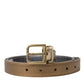 Dolce & Gabbana Metallic Gold Calf Leather Metal Buckle Belt