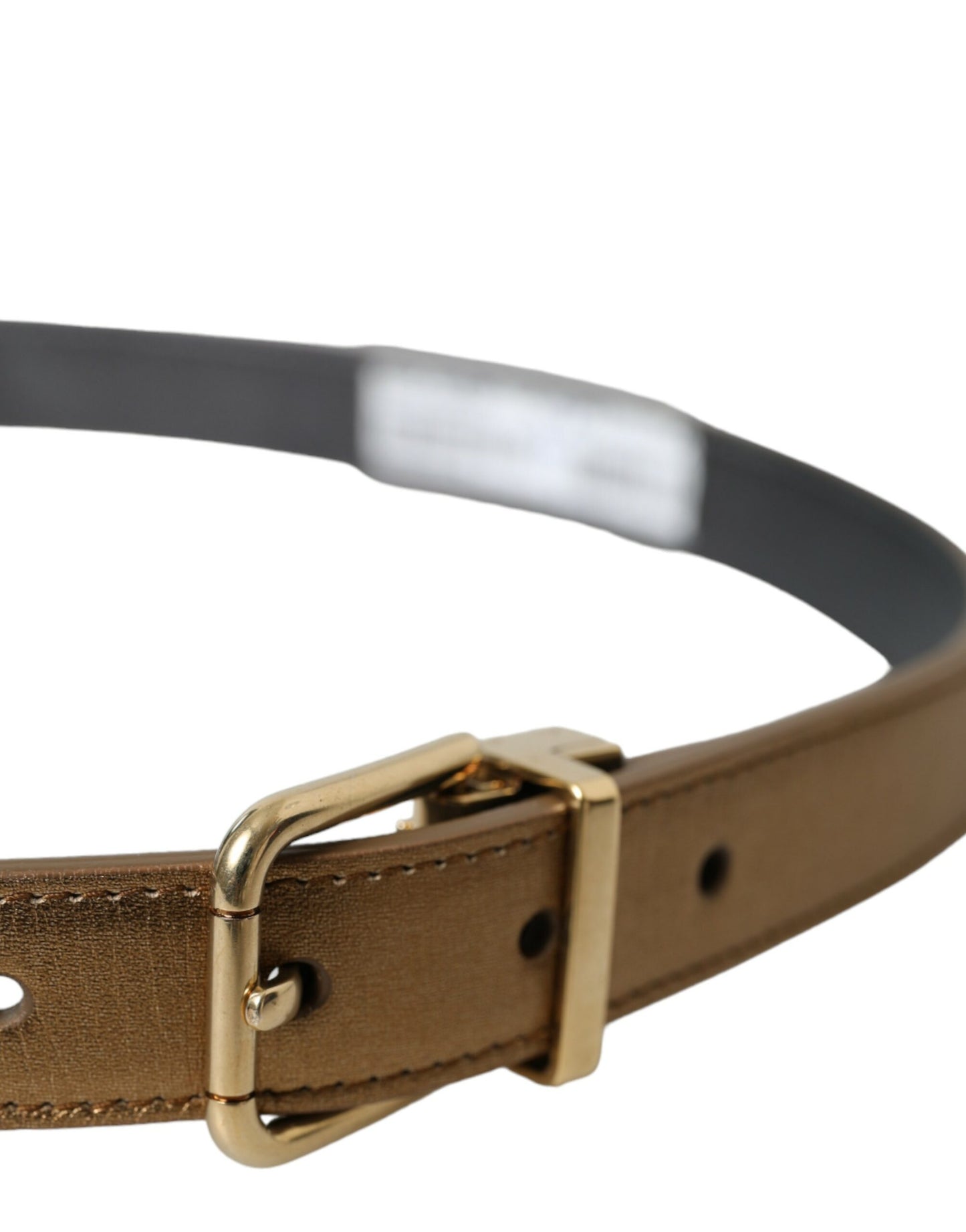 Dolce & Gabbana Metallic Gold Calf Leather Metal Buckle Belt