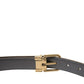 Dolce & Gabbana Metallic Gold Calf Leather Metal Buckle Belt