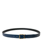 Dolce & Gabbana Blue Calf Leather Gold Metal Buckle Belt