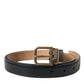 Dolce & Gabbana Black Calf Leather Gold Metal Buckle Belt