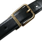 Dolce & Gabbana Black Calf Leather Gold Metal Buckle Belt