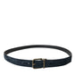 Dolce & Gabbana Blue Suede Leather Gold Metal Buckle Belt