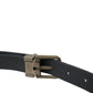 Dolce & Gabbana Blue Suede Leather Gold Metal Buckle Belt