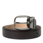 Dolce & Gabbana Dark Brown Leather Silver Metal Buckle Belt