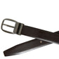 Dolce & Gabbana Dark Brown Leather Silver Metal Buckle Belt