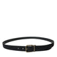 Dolce & Gabbana Black Suede Leather Gold Metal Buckle Belt